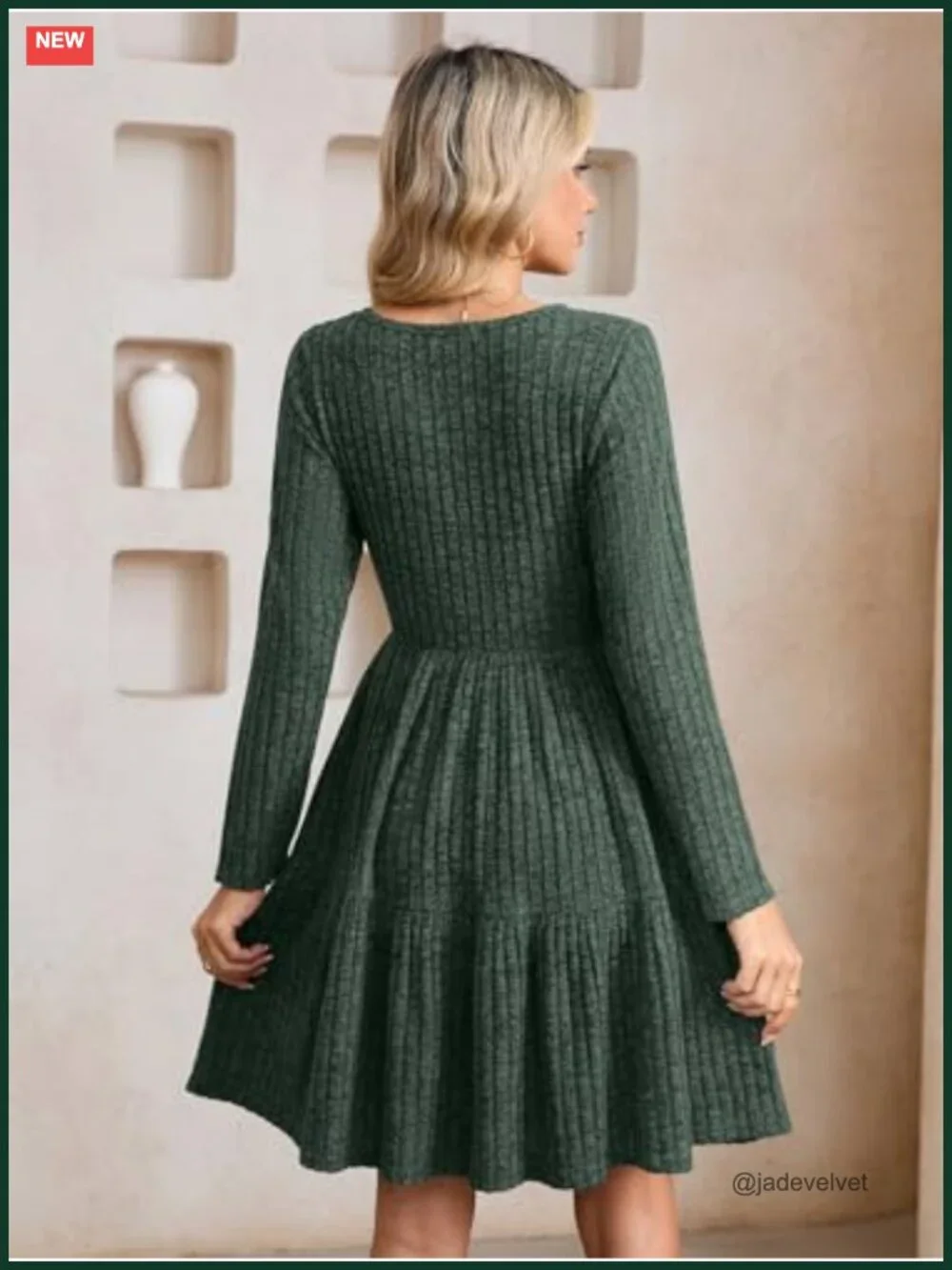 Plus Size Fall Sweater Dress with Pockets Long Sleeve A-Line Midi